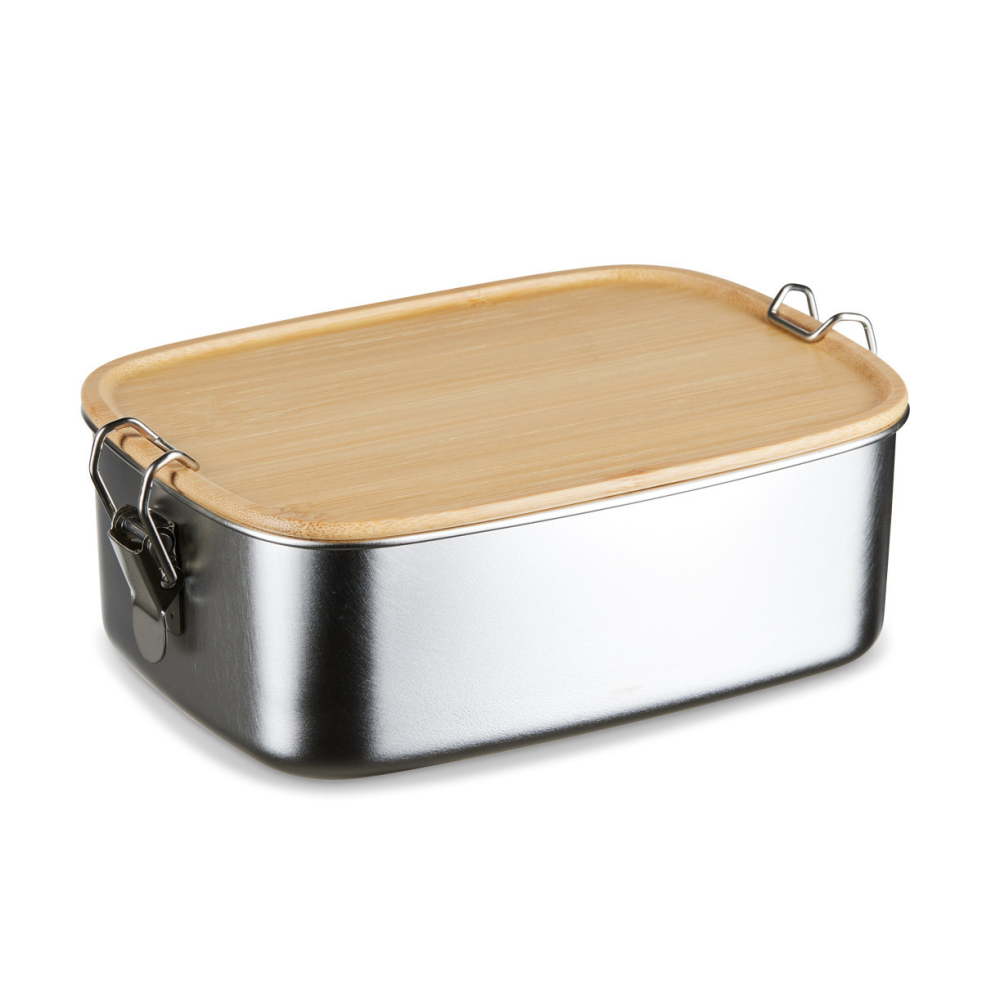 Lunchbox aus Edelstahl mit Bambusdeckel